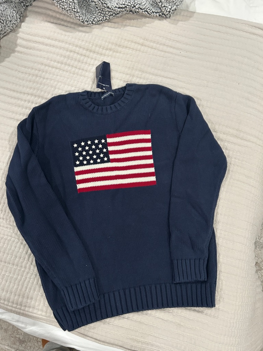 Brandy Melville Navy Crewneck Sweater with American Flag